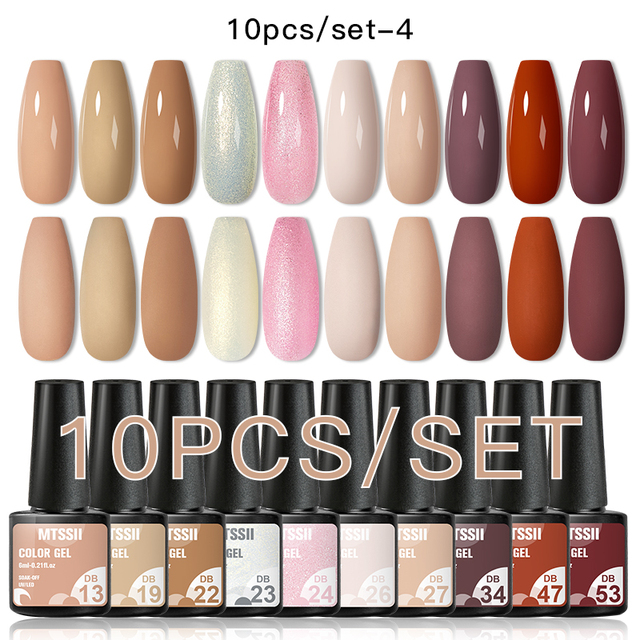 10pcs Gel Nail Polish Set Pure Color UV Gel Nails Long Lasting Gel Soak Off Gel Polish Base Gel No Wipe Top Coat