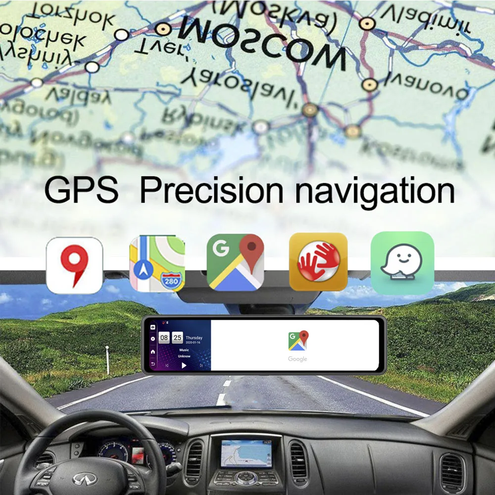HGDO 4G Video Recorder 12&rdquo; Car DVR Mount Android Rear View Mirror Camera 1080P WiFi GPS Navigation Dash Cam Registrar 4G RAM car dash cam