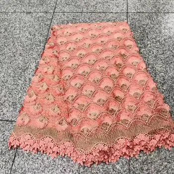 

Peach Color Beaded Lace Fabric 2019 High Quality African French Tulle Lace Fabric Embroidery For Beads Lace Nigeria Party Dress