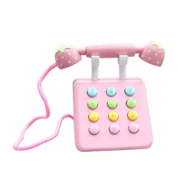 

Girl Toy Pink Wooden Phone Children's Educational Toy Birthday Gift
