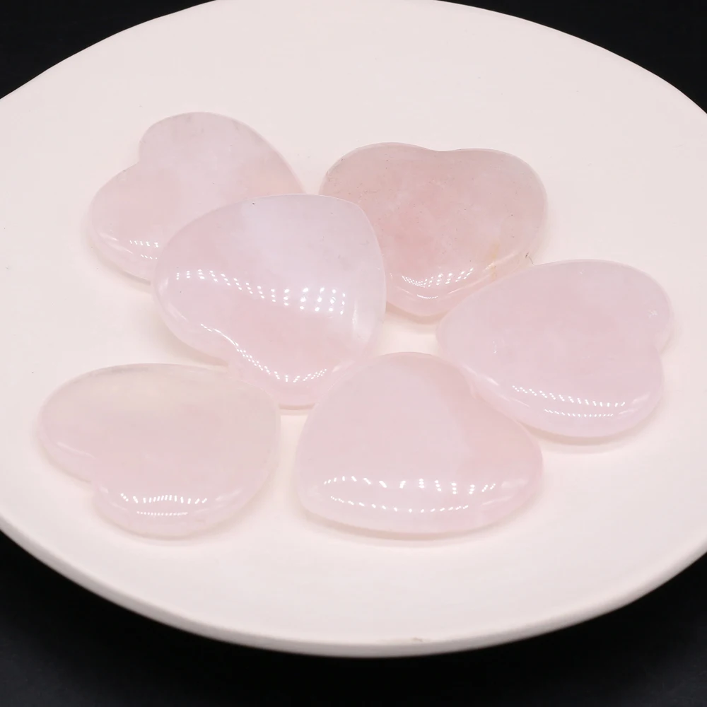1PC Rose Quartz Natural Loose Beads Ornaments Love Heart Shape Polished Stone Reiki Healing Crystal DIY Gift Decoration Minerals 3