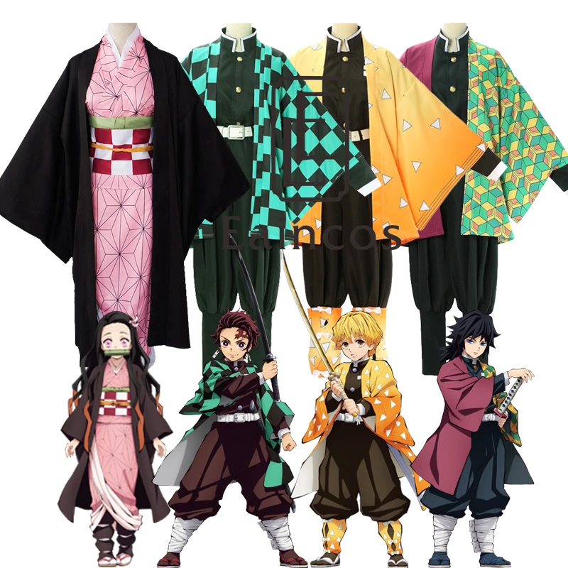 Костюм для косплея аниме Demon Slayer Kamado Nezuko Kimetsu no Yaiba Tanjirou Agatsuma Zenitsu Tomioka Giyuu кимоно