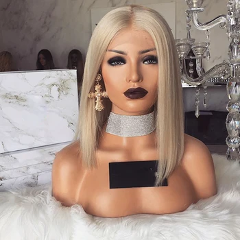 

Platinum Blonde Silky Straight Human Hair Lace Front Wigs 180Density Bob Blonde 13x6 Transaprent Lace Front Wigs Virgin Hair