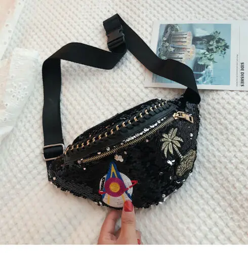 Fanny-Pack-Bum-Bag-Women-Waist-Belt-Pouch-Travel-Holiday-Money-Wallet-Sequin