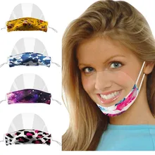 Adult Lip Language Visual Transparent Printed PVC Safety Faces Shields Screen Spare Visors Fashion Print Facemask Mascarilla