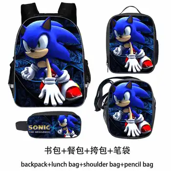 

High Quality Sonic Mario Sonic Shadow Rucksack Students School Bags Surprise Gift School Backpack (3pcs / Backpack+pencil Case)