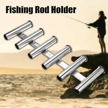 

26 Inch / 66cm Stainless Steel Fishing Rod Rack Portable 6 Link Tubes Marine Boat Fishing Pole Tackle Bracket Organizer