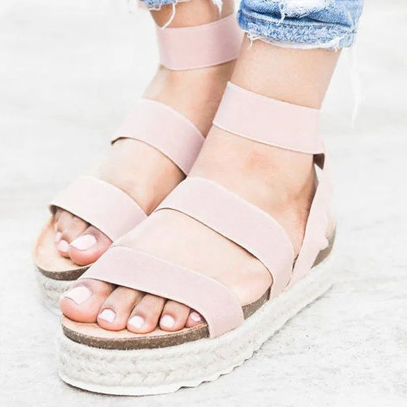 

2019 New Women Platform Sandals Plus Size 43 Summer Casual Shoes Woman Thick-soled Peep Toe Female Gladiator Sandalias XKD4050