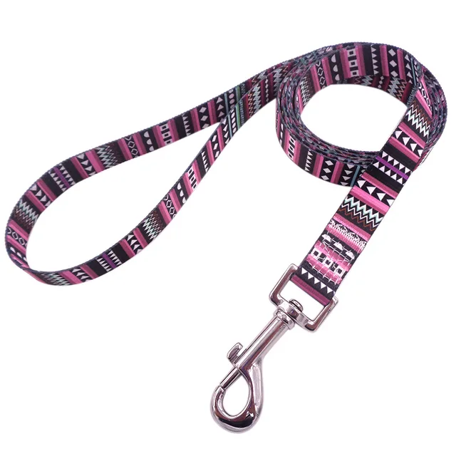 10Styles Pet Leash High Quality Bohemian Printed Dog Leashes Fashion Durable Ethnic Style Leads Rope For Small Medium Large Dogs Bohemian Purple