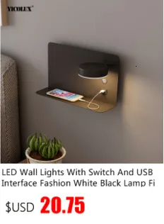 bathroom sconce lights LED Wall Lights With Switch And USB Interface Fashion White Black Lamp Fixture Corridor Aisle Lighting Art Luminaire Wandlamp up down light