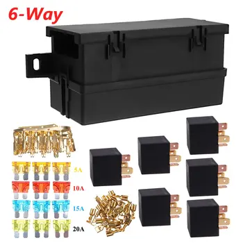 

12V 80A Auto Car Part 6-way 6 Relays w/ Relay Box 12 Blade Fuses Waterproof for cars automotive marine boats