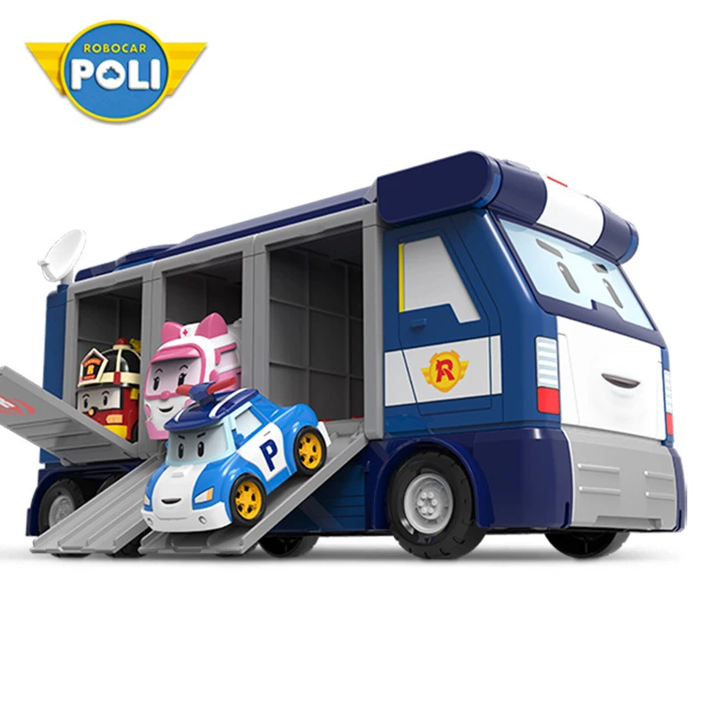 Robocar Poli Acion фигурка спасательного штаба набор для хранения стоянок склад школьный автобус сплав автомобиль игрушка подарок