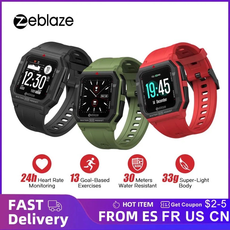 Newest Zeblaze Ares Smart Watch Bluetooth Smartwatch 3 ATM Heart Rate Tracking 15Days Battery Life Watch For Android iOS Phone