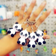 South Korea Cartoon Cute Little Panda Doll Keychain Creative Girl'S Bag Car Key Chain Pendant Wholesale