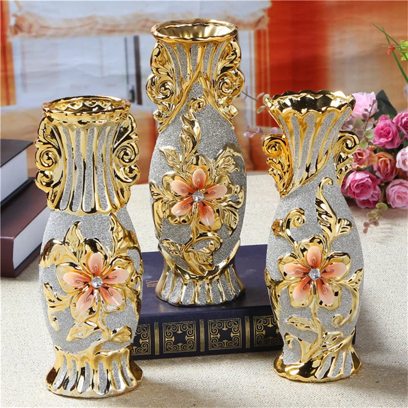 Европейская позолоченная фарфоровая ваза для мороза, винтажная современная керамическая ваза для цветов, украшение для гостиной, домашний Свадебный декор, подарок