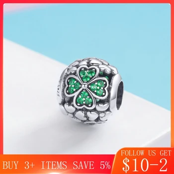 

CodeMonkey 100% 925 Sterling Silver Happiness Shamrock Charm Bead Fit Original Design Bracelets & Bangles Jewelry Making CMC964