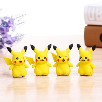 

36 pcs/lot Cartoon Pikachu Erasers Cute Elf Writing Drawing Rubber Pencil Eraser Stationery For Kids Gifts school supplies