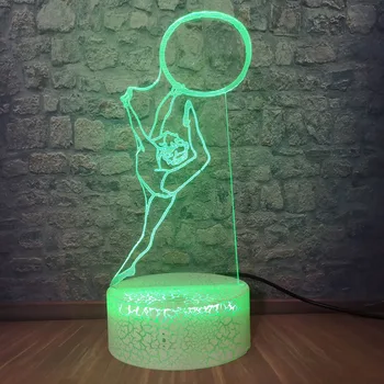 

3D illusion Yoga Night Light 7 Color Change LED Desk Table Lamp For Bedroom Decoration Crack Base Novelty Acrylic Touch Lighting