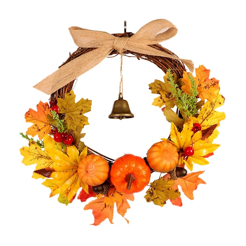 

Autumn Harvest Maple Leaf Pumpkin Front Door Wreath Front Door Home Decor Party Supplies Home Decor for Any Room