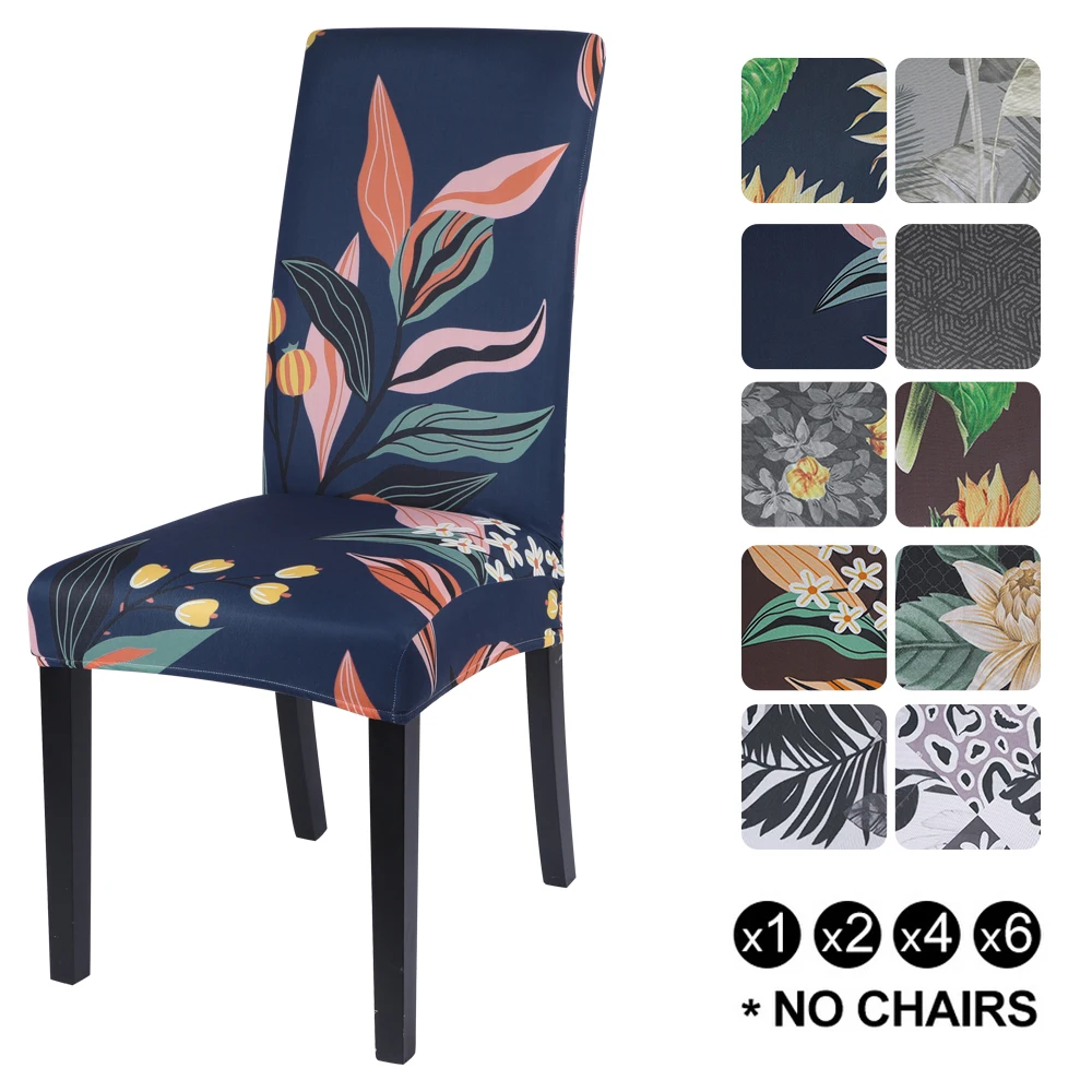 

1/2/4/6PCS Floral Print Chair Covers Spandex For Wedding Dining Chair Cover Room Stretch Elastic Office Banquet
