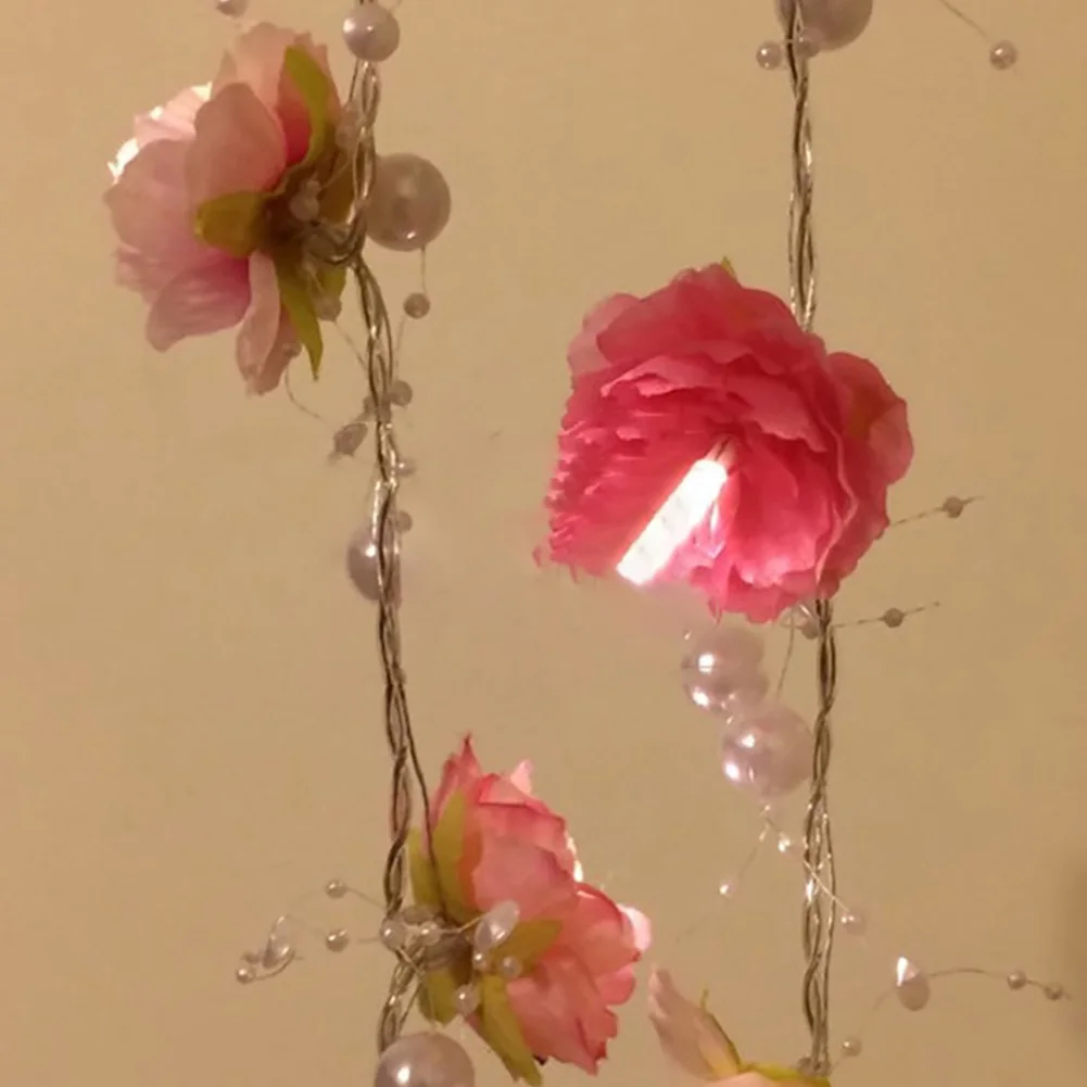 Pink 2 м 20LED романтический Крытый жемчуг цветок вечерние Сад Свадьба Фея домашний Декор подарок гирлянда свет ночник Фестиваль Цепи праздник - Испускаемый цвет: Pink