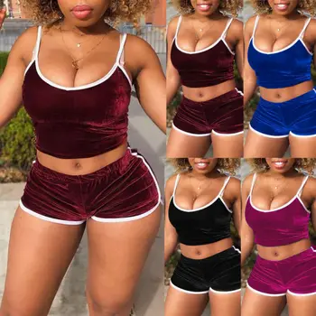 

Womens Sexy Crop Tops And Shorts Two piece Playsuit Bodysuit Jumpsuit Romper Set