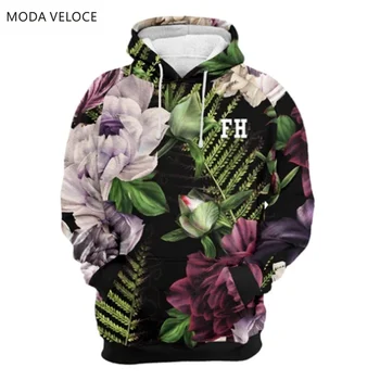 

MODAVELOCE Evening Bouquet Hoodie Polyester With Wool Cartoon Patchwork Sweatshirts Ladies Anime's Hoodie