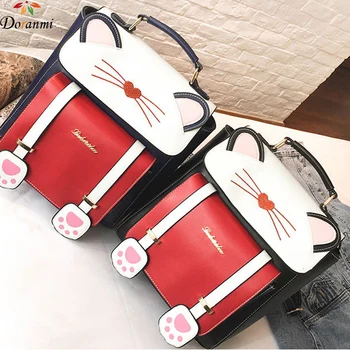 

DORANMI Cat Lovely Schoolbag Women's Backpack 2020 Female Rucksacks Square Shoulder Back Bags Students Book Bag Mochila BG551