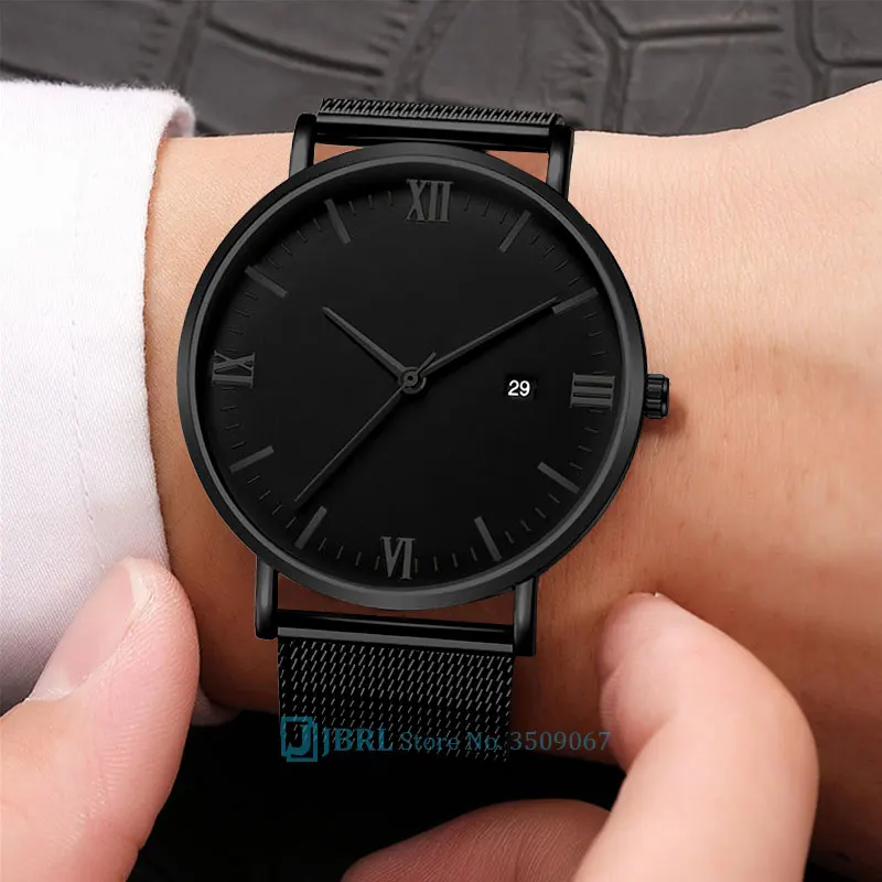 Большие черные часы женские роскошные кварцевые наручные часы из нержавеющей стали для женщин часы женские наручные часы с датой