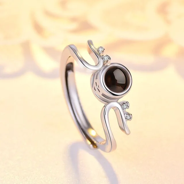 

New 100 Language "I Love You" Charm Projection Rings For Women Girls Rhinestone Zircon Rings Creative Jewelry Gift