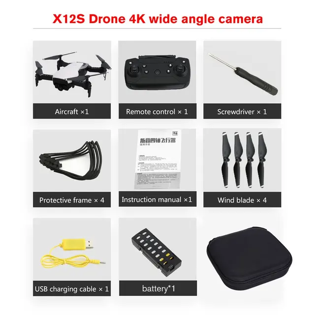 $US $52.95 new X12S Foldable Drone with 4K Camera HD HD 4 Axis Optical Flow WiFi FPV Drone RC Plane Altitude H