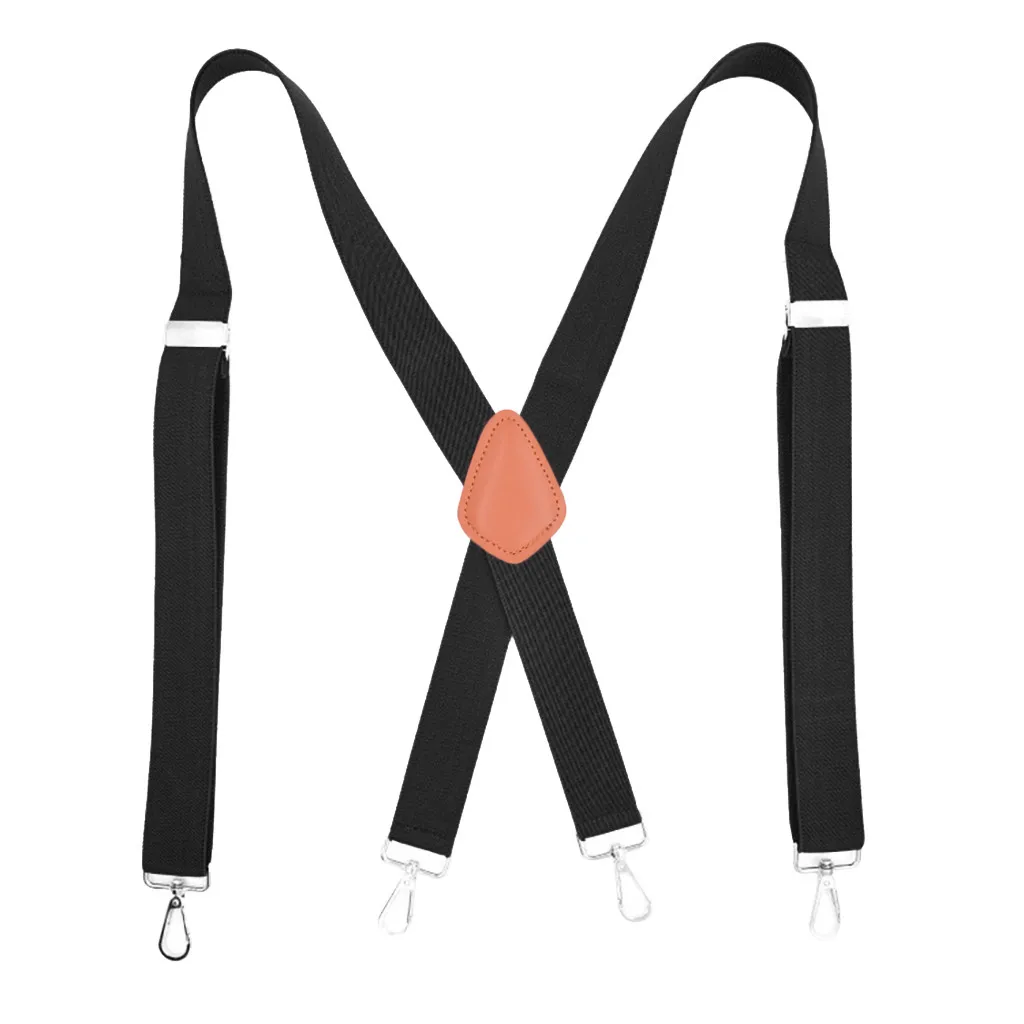 Черный Мужские подтяжки X-Back шириной 3,5 см, регулируемые однотонные прямые подтяжки с застежками, модные мягкие удобные для отдыха - Цвет: Черный