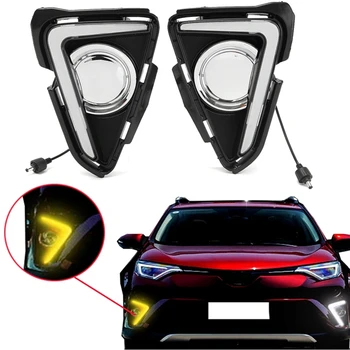 

New A Pair Plastic Front Fog Light DRL Daytime Running Lights DRL Foglights Fog Lights For Toyota RAV4 2016-2017