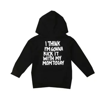 

1-6Years Toddler Kid Girls Boys Long Sleeve Tops Hooded Funny Letter T shirts Autumn Winter Kid Costumes Clothes