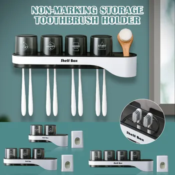 

Multifunctional toothbrush holder transparent toothbrush and toothpaste storage rack toothpaste squeezer toothbrush holder 2*