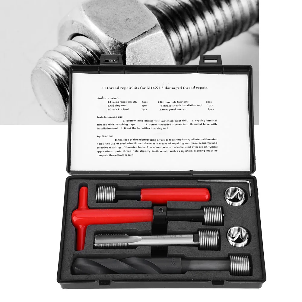 Highking Tool M9 x 1.25 mm Thread Repair Insert Kit Compatible Hand Tool Set for Auto Repairing 