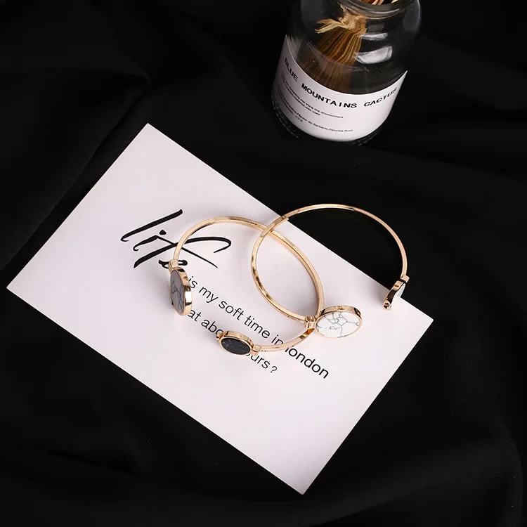 2019 модный простой классический черный белый треснувший мраморный узор Круглый