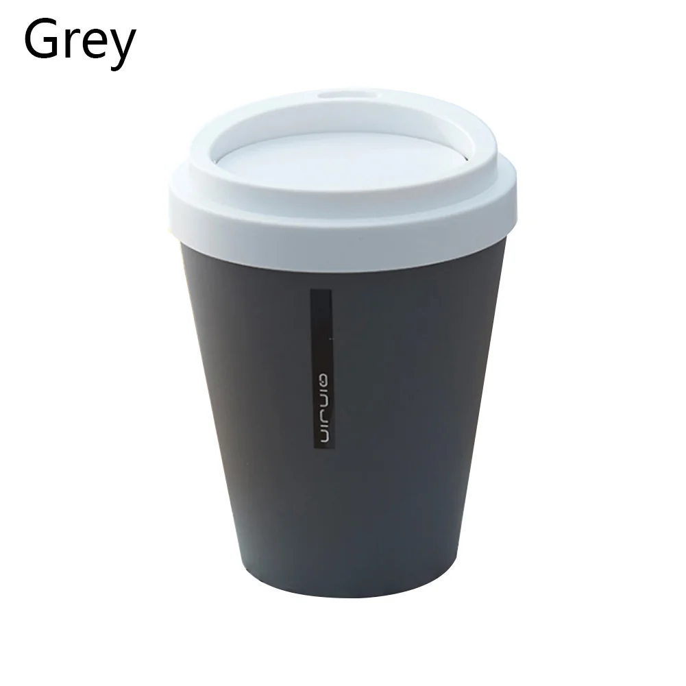 Форма кофейной чашки мусорное ведро настольная маленькая урна пластиковая настольная мусорная корзина откидная крышка коробки для хранения Органайзер A16 - Цвет: Темно-серый