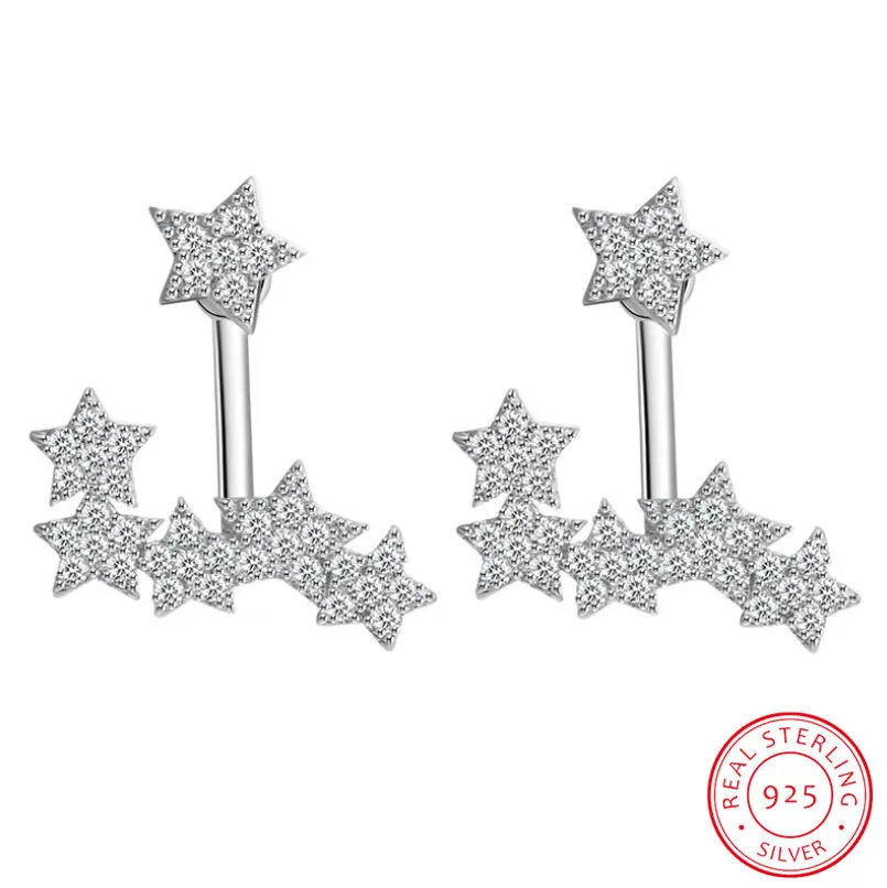 

Sweet Fashion 925 Sterling Silver Earrings For Women Girl Poison Dazzling Zirconia Star Stud Earrings S-E526