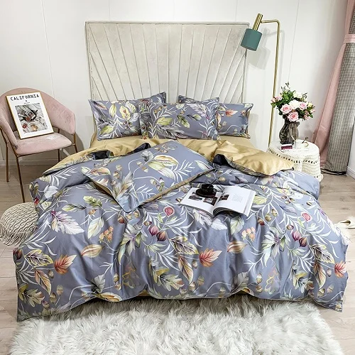 bedding set 10 Шелковистый Египетский хлопок, желтый китайский стиль, птицы, цветы, пододеяльник, простыня, простыня, набор постельного белья King size queen - Цвет: bedding set 10