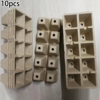 

10Pcs/set Pulp Seedling Trays 10 Cells Biodegradable Paper Peat Pots Seed Starters Garden Planters Tray