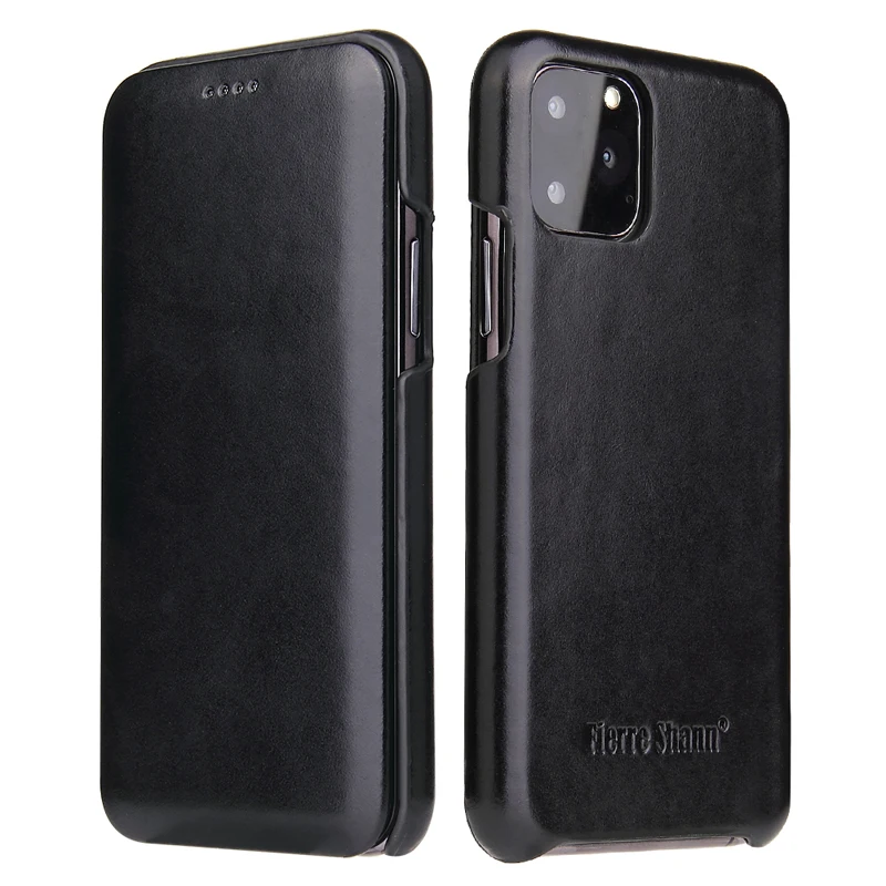 Черный Для iPhone11 Ретро чехол из натуральной воловьей кожи iPhone11 Pro флип деловой чехол для телефона Магнитный умный чехол для iPhone 11 Pro Max - Цвет: Черный