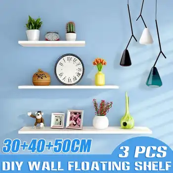 

3Pcs/Set Nordic Style Wood Storage Rack Hanging Wall Decor Shelf Floating Display Storage Rack Wall Book Figurines Crafts Shelve
