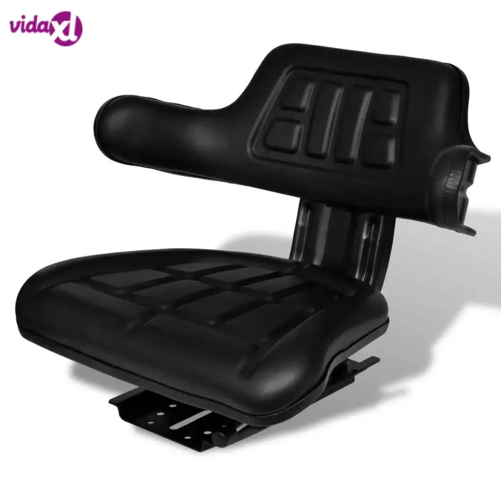  vidaXL Tractor seat with backrest and armrests longitudinal adjustment Black with a sliding slide d