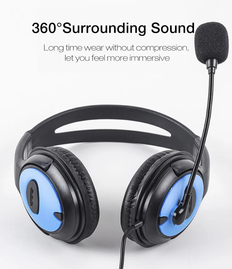 BlueWow B030 Wired Gaming Headset Over Ear Headphones Stereo Sound Built in Microphone Support Aux For Kids Online Learning