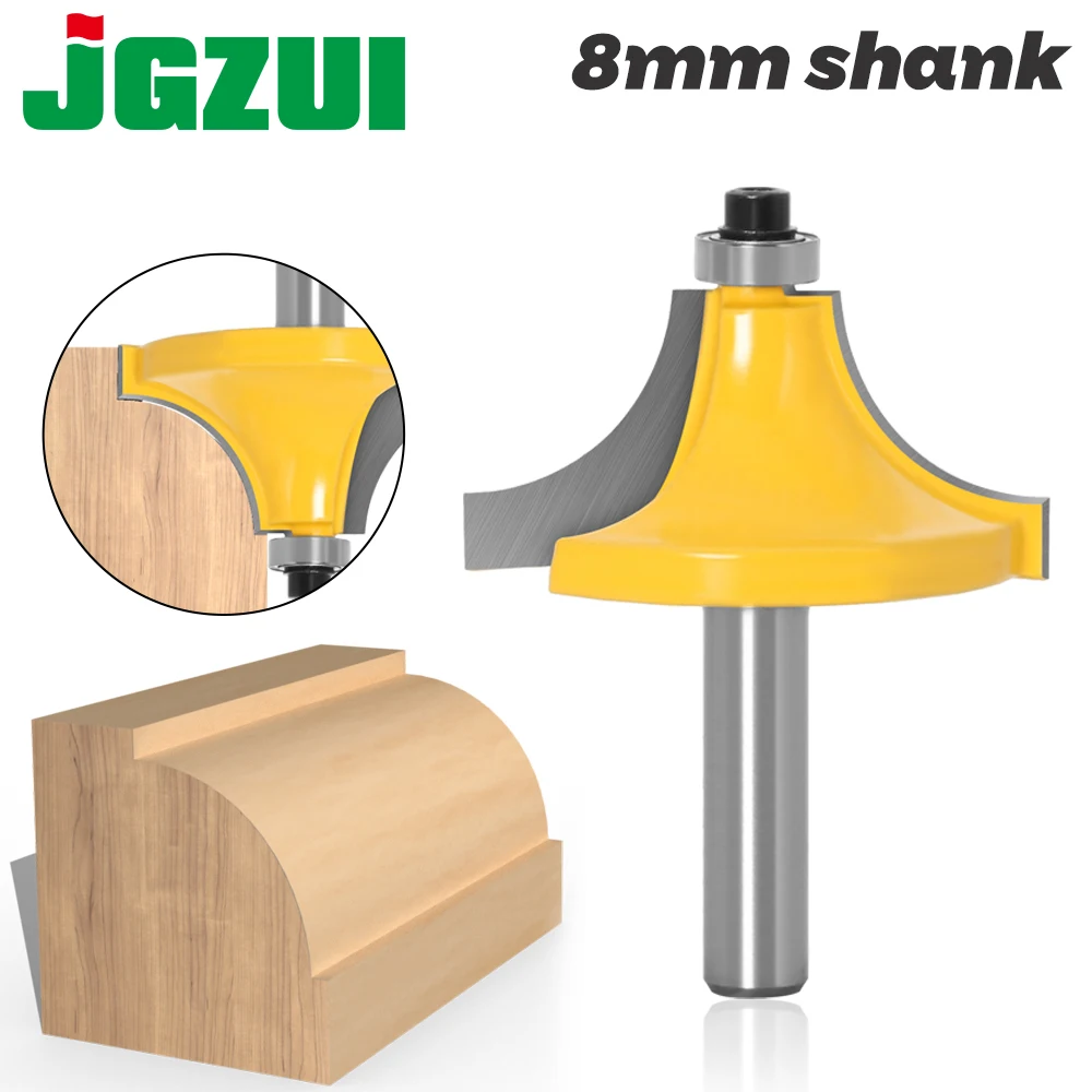 Size : As Show 1pcs 8mm Shank Round Over Edging Router Bit Radius Trimmer Cleaning FUSH Wood Router Bit Straight Trim Corner Cove Box Bits Tool WHF-WUJIN