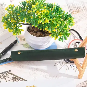 

Handmade Vintage Genuine Leather Organizer Wallet Make Up Cosmestic Pencil Case Pouch Purse Zipper Pen Bag Brush Holder