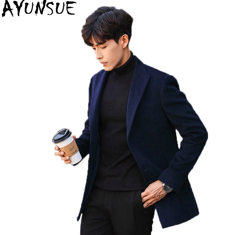 Ayunsue Wool Winter Coat Men Short Men 