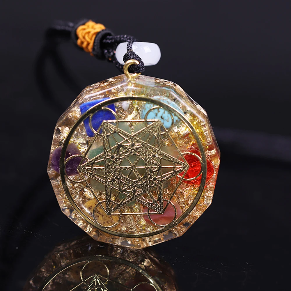 7 энергия чакры кулон Orgonite ожерелье рейки энергии Йога Медитации из смолы