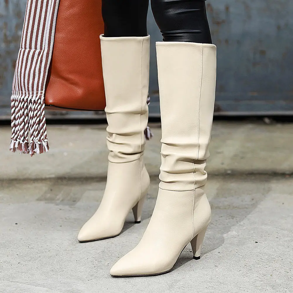

Doratasia New Plus Size 43 High Heels Knee High Boots Female Brand Fashion Pointed Toe Top Quality Women Shoes Woman